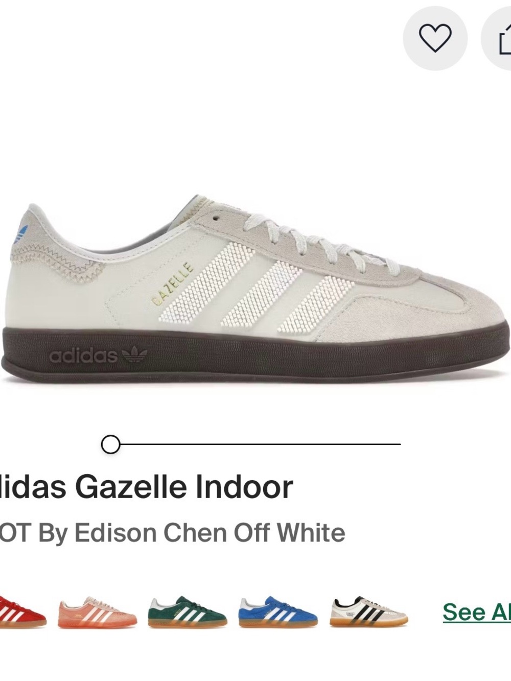 adidas Gazelle Indoor Sneakers — Off White & Dark Brown Sole